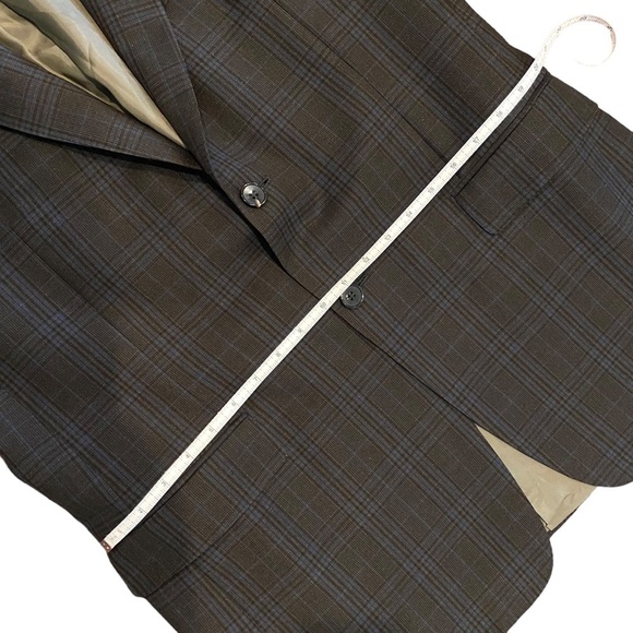 Ermenegildo‎ Zegna Men's Wool Jacket Blazer Grey Plaid Italy 2 Button 52R Flaws - Picture 8 of 16
